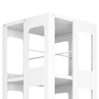 Étagère tournante Okak tout acier avec roues à 360°, étagères de rangement à 4 niveaux, organisateur de rangement pour le salon, le couloir, le bureau