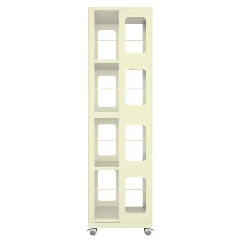 Étagère tournante Okak tout acier avec roues à 360°, étagères de rangement à 4 niveaux, organisateur de rangement pour le salon, le couloir, le bureau