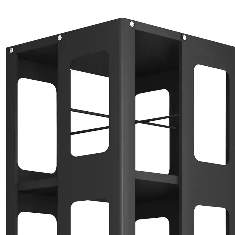 Étagère tournante Okak tout acier avec roues à 360°, étagères de rangement à 4 niveaux, organisateur de rangement pour le salon, le couloir, le bureau