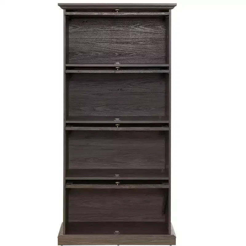 Étagère Okak, Étagère de rangement à 4 niveaux, Bibliothèque haute pour livres et CD, Organiseur de rangement pour salon, couloir, bureau