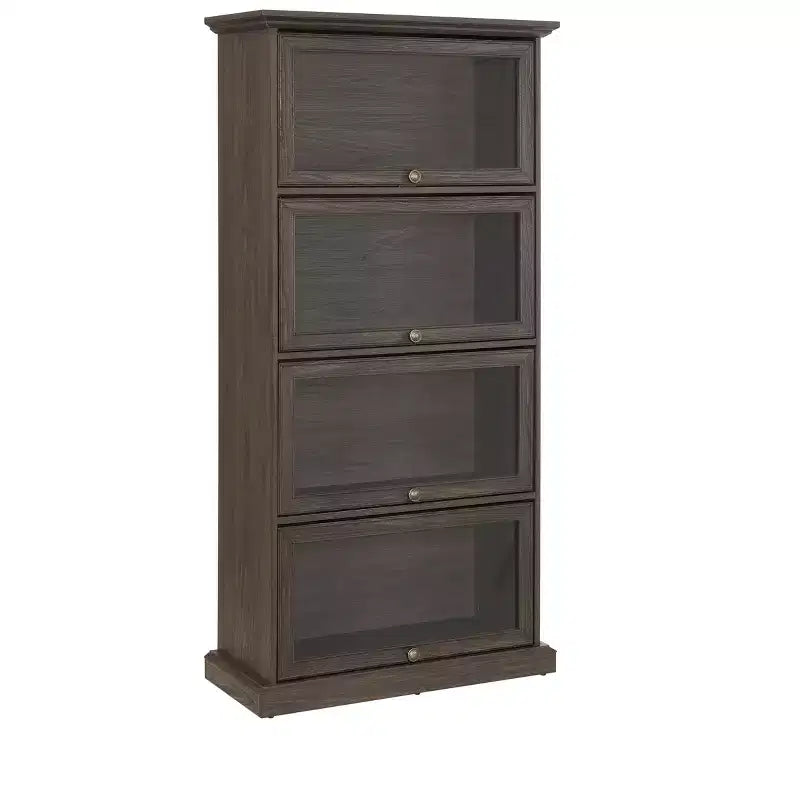 Étagère Okak, Étagère de rangement à 4 niveaux, Bibliothèque haute pour livres et CD, Organiseur de rangement pour salon, couloir, bureau