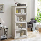 Étagère Okak, Étagère de rangement à 4 niveaux, Bibliothèque haute pour livres et CD, Organiseur de rangement pour salon, couloir, bureau