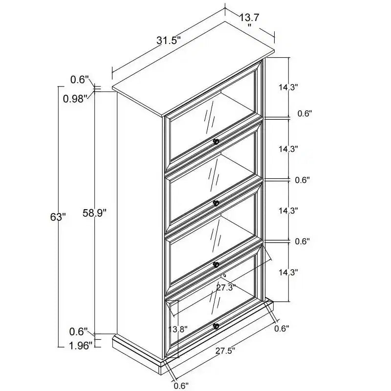 Étagère Okak, Étagère de rangement à 4 niveaux, Bibliothèque haute pour livres et CD, Organiseur de rangement pour salon, couloir, bureau