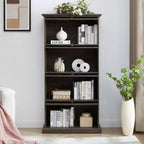 Étagère Okak, Étagère de rangement à 4 niveaux, Bibliothèque haute pour livres et CD, Organiseur de rangement pour salon, couloir, bureau