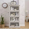Étagère Okak, Étagère de rangement à 4 niveaux, Bibliothèque haute pour livres et CD, Organiseur de rangement pour salon, couloir, bureau