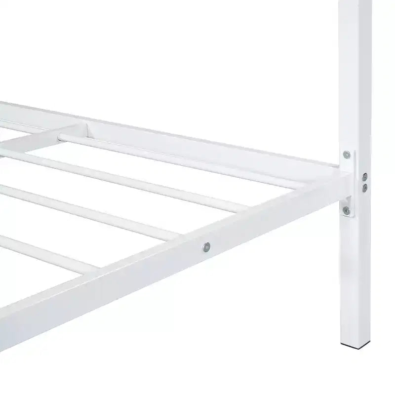 Lit double Bellemave pour enfants, lit double en métal avec tiroir pour garçons, filles, cadre de lit double avec tête de lit en forme de maison, lit cabane double, blanc