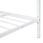 Lit double Bellemave pour enfants, lit double en métal avec tiroir pour garçons, filles, cadre de lit double avec tête de lit en forme de maison, lit cabane double, blanc