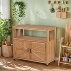 Meuble de rangement Okak avec établi de jardinage, meuble de cuisine avec 2 portes et 2 étagères, meuble bas pour salon, salle à manger, cuisine