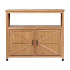 Meuble de rangement Okak avec établi de jardinage, meuble de cuisine avec 2 portes et 2 étagères, meuble bas pour salon, salle à manger, cuisine