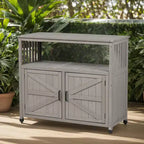 Meuble de rangement Okak avec établi de jardinage, meuble de cuisine avec 2 portes et 2 étagères, meuble bas pour salon, salle à manger, cuisine