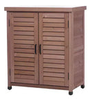 Meuble de rangement Okak avec établi de jardinage, meuble de cuisine avec 2 portes et 2 étagères, meuble bas pour salon, salle à manger, cuisine