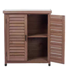 Meuble de rangement Okak avec établi de jardinage, meuble de cuisine avec 2 portes et 2 étagères, meuble bas pour salon, salle à manger, cuisine