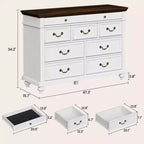 COZONY Commode de Ferme à 9 Tiroirs de 120 cm, Meuble de Rangement Rustique en Bois pour Chambre et Salon