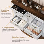 COZONY Commode de Ferme à 9 Tiroirs de 120 cm, Meuble de Rangement Rustique en Bois pour Chambre et Salon