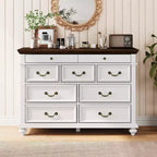 COZONY Commode de Ferme à 9 Tiroirs de 120 cm, Meuble de Rangement Rustique en Bois pour Chambre et Salon