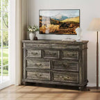 COZONY Commode de Ferme à 9 Tiroirs de 120 cm, Meuble de Rangement Rustique en Bois pour Chambre et Salon