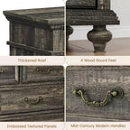 COZONY Commode de Ferme à 9 Tiroirs de 120 cm, Meuble de Rangement Rustique en Bois pour Chambre et Salon