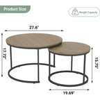 Zevemomo Lot de 2 tables basses gigognes, table basse en bois marron de 70,1 cm avec plateau à motif marbre et cadre en métal robuste, pour salon, chambre, terrasse, jardin