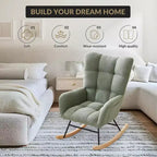 Fauteuil à bascule Teddy, Fauteuil planeur avec dossier haut, Fauteuil d'appoint moderne et confortable pour chambre à coucher, salon