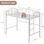Lit mezzanine double avec escalier et garde-corps incurvé - Lattes métalliques robustes, gain de place, silencieux, pas besoin de sommier, idéal pour chambre d'enfant et dortoir, noir