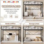 Lit mezzanine double avec escalier et garde-corps incurvé - Lattes métalliques robustes, gain de place, silencieux, pas besoin de sommier, idéal pour chambre d'enfant et dortoir, noir