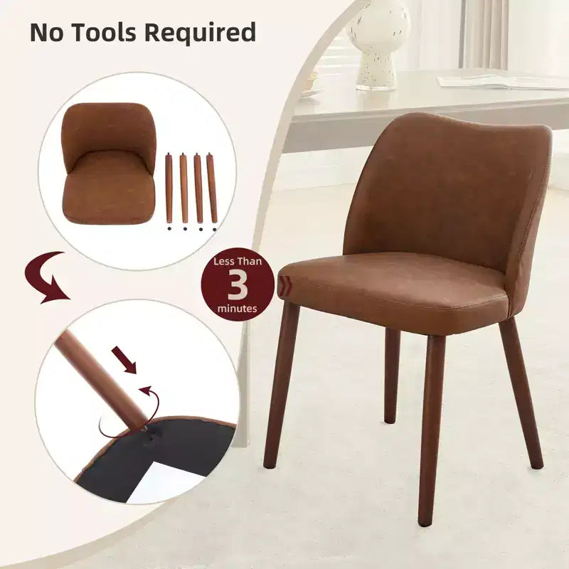 COZONY Lot de 2 chaises de salle à manger en lin, chaises d'appoint rembourrées en tissu avec dossier ailé, coussins épais et pieds en bois pour salle à manger, salon