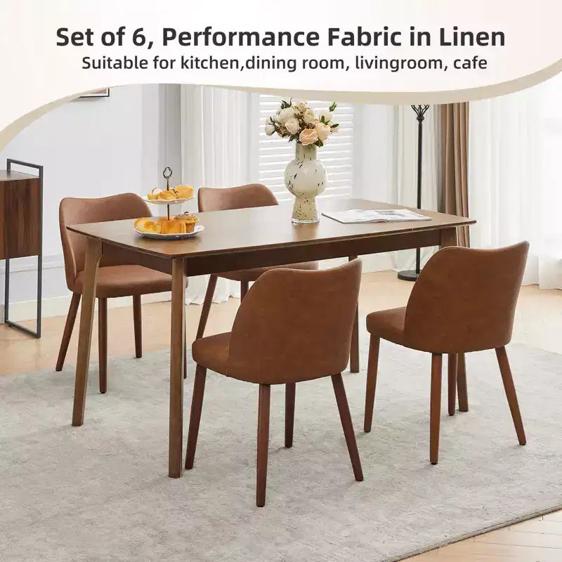 COZONY Lot de 2 chaises de salle à manger en lin, chaises d'appoint rembourrées en tissu avec dossier ailé, coussins épais et pieds en bois pour salle à manger, salon