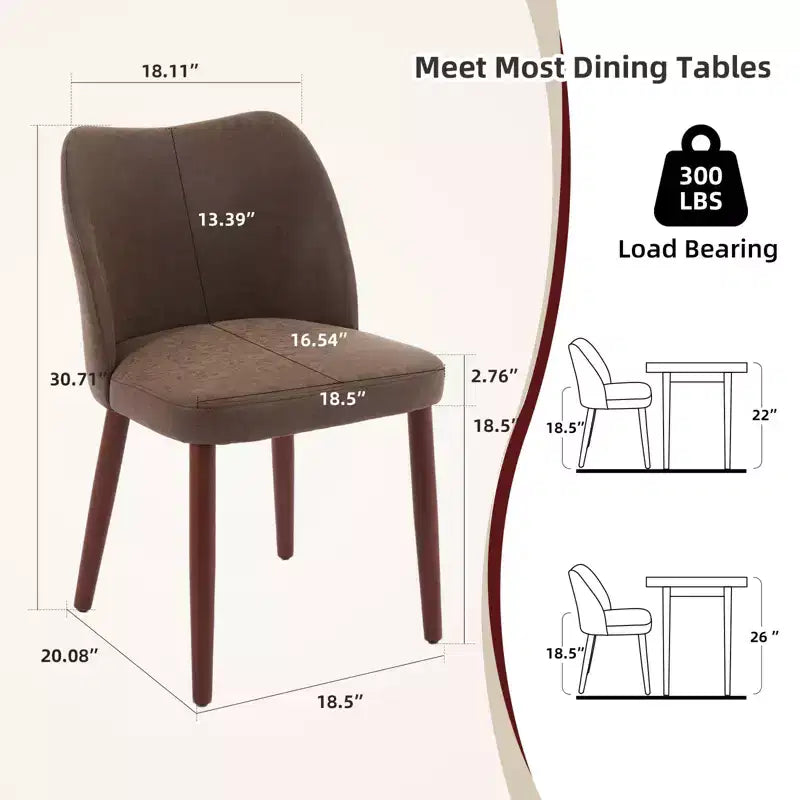 COZONY Lot de 2 chaises de salle à manger en lin, chaises d'appoint rembourrées en tissu avec dossier ailé, coussins épais et pieds en bois pour salle à manger, salon