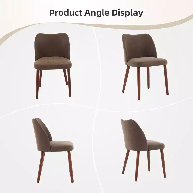 COZONY Lot de 2 chaises de salle à manger en lin, chaises d'appoint rembourrées en tissu avec dossier ailé, coussins épais et pieds en bois pour salle à manger, salon