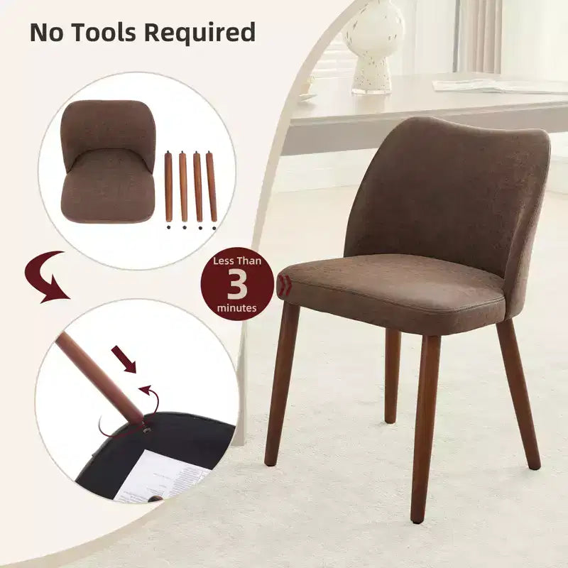 COZONY Lot de 2 chaises de salle à manger en lin, chaises d'appoint rembourrées en tissu avec dossier ailé, coussins épais et pieds en bois pour salle à manger, salon
