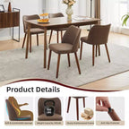 COZONY Lot de 2 chaises de salle à manger en lin, chaises d'appoint rembourrées en tissu avec dossier ailé, coussins épais et pieds en bois pour salle à manger, salon