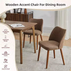 COZONY Lot de 2 chaises de salle à manger en lin, chaises d'appoint rembourrées en tissu avec dossier ailé, coussins épais et pieds en bois pour salle à manger, salon