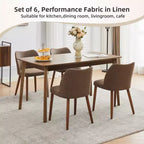 COZONY Lot de 2 chaises de salle à manger en lin, chaises d'appoint rembourrées en tissu avec dossier ailé, coussins épais et pieds en bois pour salle à manger, salon
