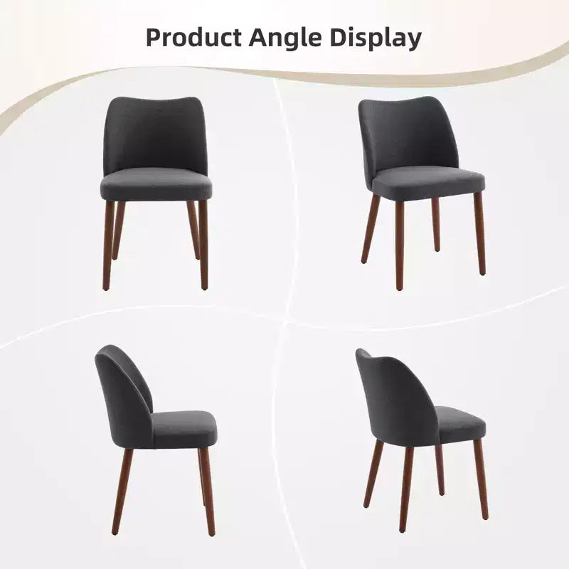 COZONY Lot de 2 chaises de salle à manger en lin, chaises d'appoint rembourrées en tissu avec dossier ailé, coussins épais et pieds en bois pour salle à manger, salon