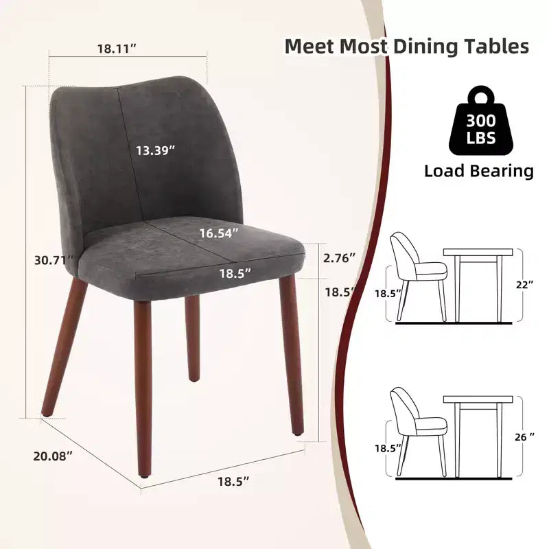 COZONY Lot de 2 chaises de salle à manger en lin, chaises d'appoint rembourrées en tissu avec dossier ailé, coussins épais et pieds en bois pour salle à manger, salon