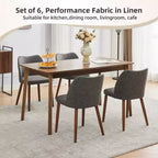 COZONY Lot de 2 chaises de salle à manger en lin, chaises d'appoint rembourrées en tissu avec dossier ailé, coussins épais et pieds en bois pour salle à manger, salon