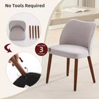 COZONY Lot de 2 chaises de salle à manger en lin, chaises d'appoint rembourrées en tissu avec dossier ailé, coussins épais et pieds en bois pour salle à manger, salon