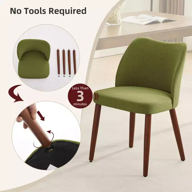 COZONY Lot de 2 chaises de salle à manger en lin, chaises d'appoint rembourrées en tissu avec dossier ailé, coussins épais et pieds en bois pour salle à manger, salon
