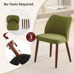 COZONY Lot de 2 chaises de salle à manger en lin, chaises d'appoint rembourrées en tissu avec dossier ailé, coussins épais et pieds en bois pour salle à manger, salon