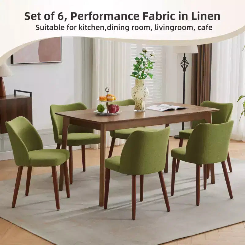 COZONY Lot de 2 chaises de salle à manger en lin, chaises d'appoint rembourrées en tissu avec dossier ailé, coussins épais et pieds en bois pour salle à manger, salon