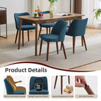COZONY Lot de 2 chaises de salle à manger en lin, chaises d'appoint rembourrées en tissu avec dossier ailé, coussins épais et pieds en bois pour salle à manger, salon