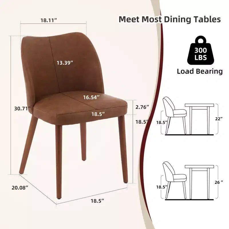COZONY Lot de 2 chaises de salle à manger en lin, chaises d'appoint rembourrées en tissu avec dossier ailé, coussins épais et pieds en bois pour salle à manger, salon