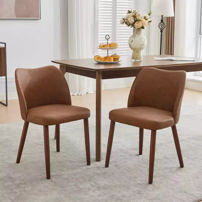 COZONY Lot de 2 chaises de salle à manger en lin, chaises d'appoint rembourrées en tissu avec dossier ailé, coussins épais et pieds en bois pour salle à manger, salon