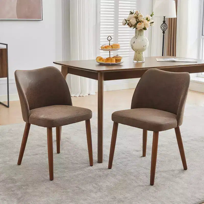 COZONY Lot de 2 chaises de salle à manger en lin, chaises d'appoint rembourrées en tissu avec dossier ailé, coussins épais et pieds en bois pour salle à manger, salon