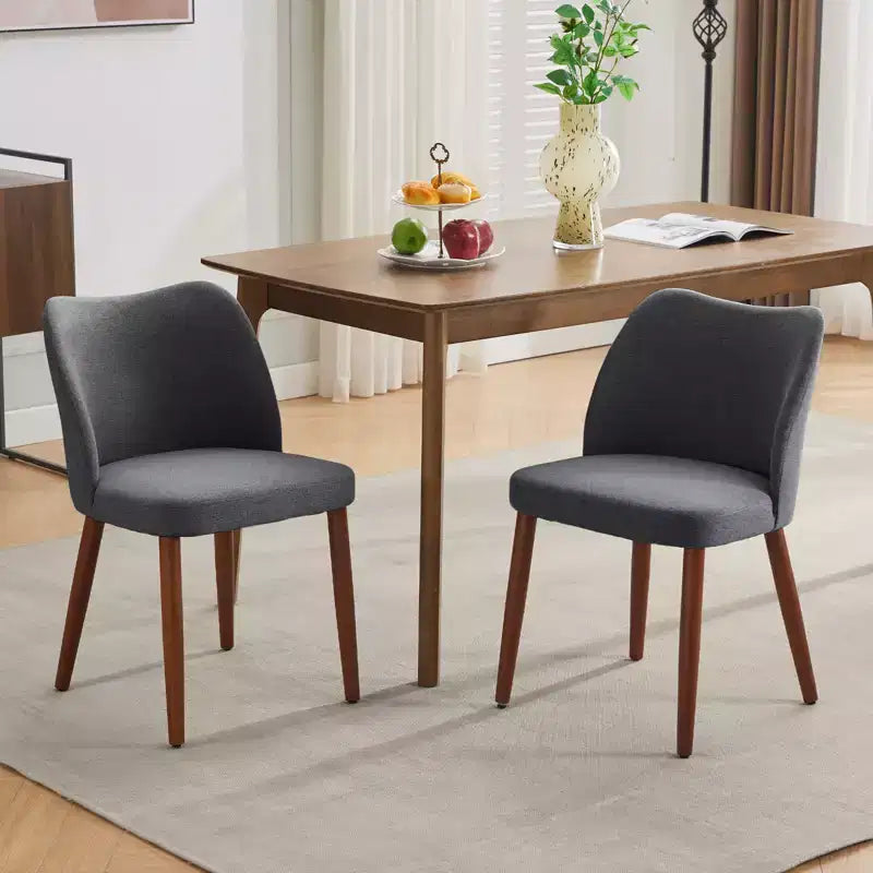 COZONY Lot de 2 chaises de salle à manger en lin, chaises d'appoint rembourrées en tissu avec dossier ailé, coussins épais et pieds en bois pour salle à manger, salon