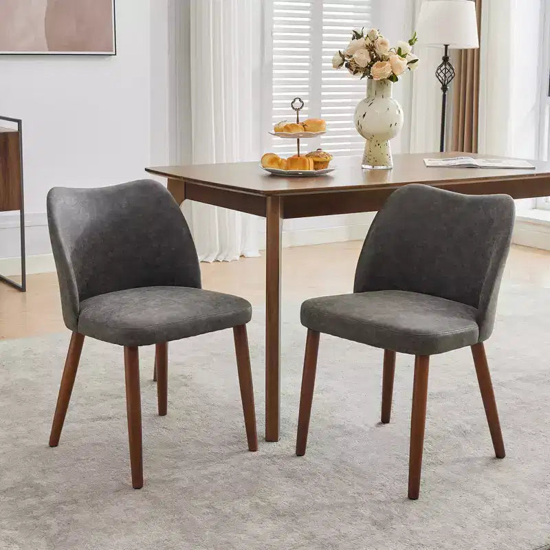 COZONY Lot de 2 chaises de salle à manger en lin, chaises d'appoint rembourrées en tissu avec dossier ailé, coussins épais et pieds en bois pour salle à manger, salon
