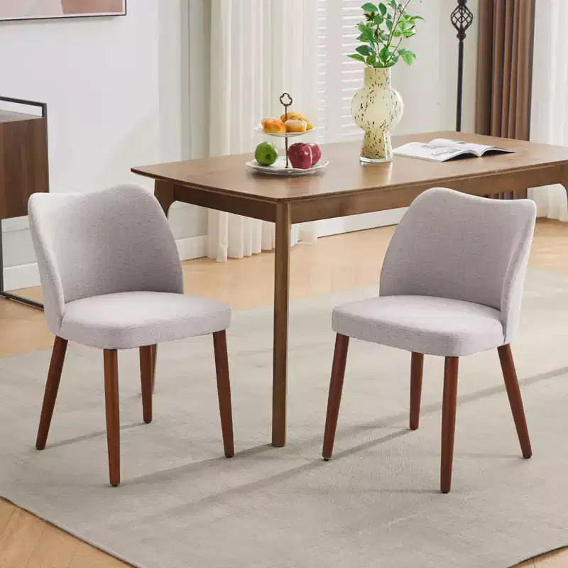 COZONY Lot de 2 chaises de salle à manger en lin, chaises d'appoint rembourrées en tissu avec dossier ailé, coussins épais et pieds en bois pour salle à manger, salon