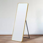 Okak 64*17in Miroir sur pied moderne à bords arrondis, Miroir psyché multifonction avec trou de suspension, Miroir mural pour dressing, salon