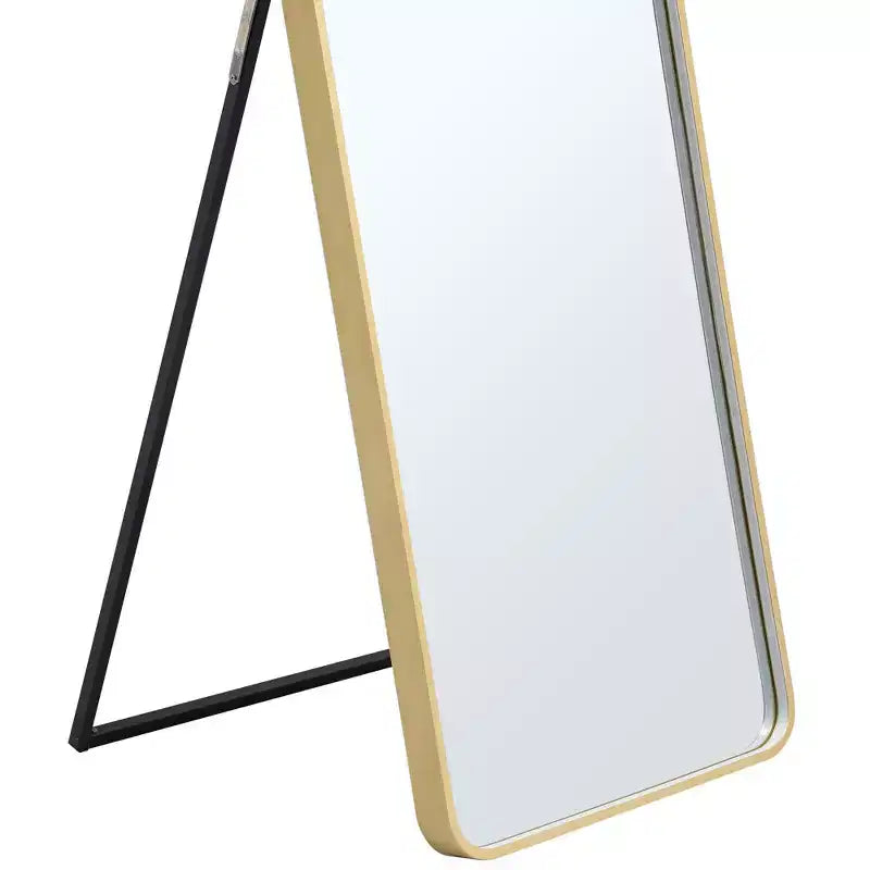 Okak 64*17in Miroir sur pied moderne à bords arrondis, Miroir psyché multifonction avec trou de suspension, Miroir mural pour dressing, salon
