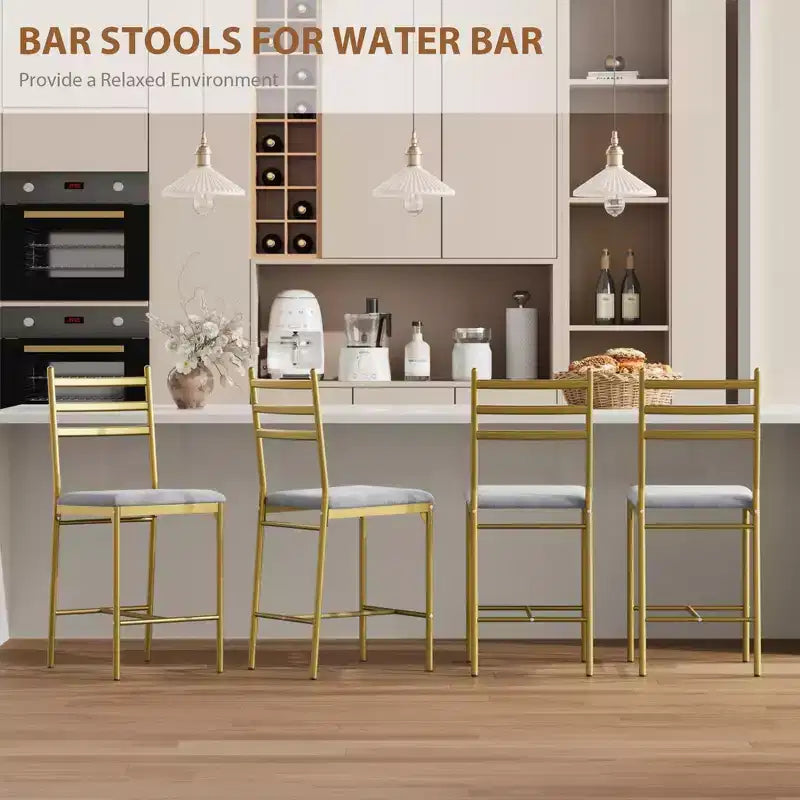 Lot de 2/4 tabourets de bar à hauteur de comptoir avec dossier, coussin épais et rembourrés pour îlot de cuisine, bar de comptoir